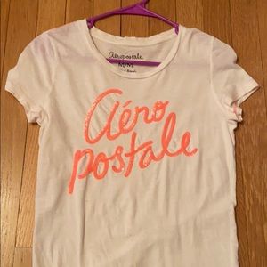 White aero T-shirt with pinkie sparkle lettering